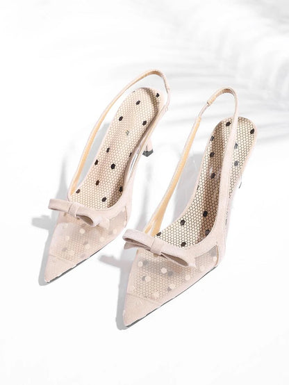 Aliana Point Toe Polka Dot Heels Shoes