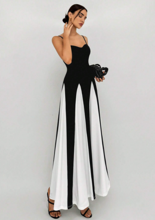 Thalia Maxi Dress - Black & White