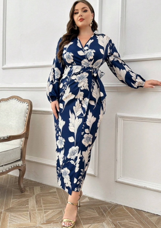 SASHA FLORAL WRAP MIDI DRESS