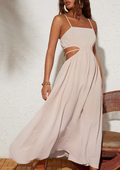 Alma Waist Cut-Out Tie Maxi Dress