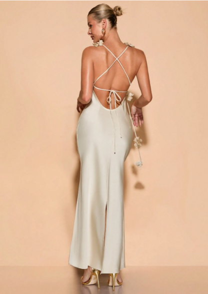 Laney Floral Spaghetti Strap Maxi Dress - Champagne