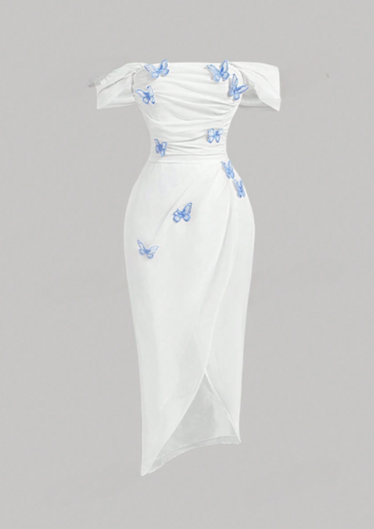 Pontee Blue Butterfly Midi Dress