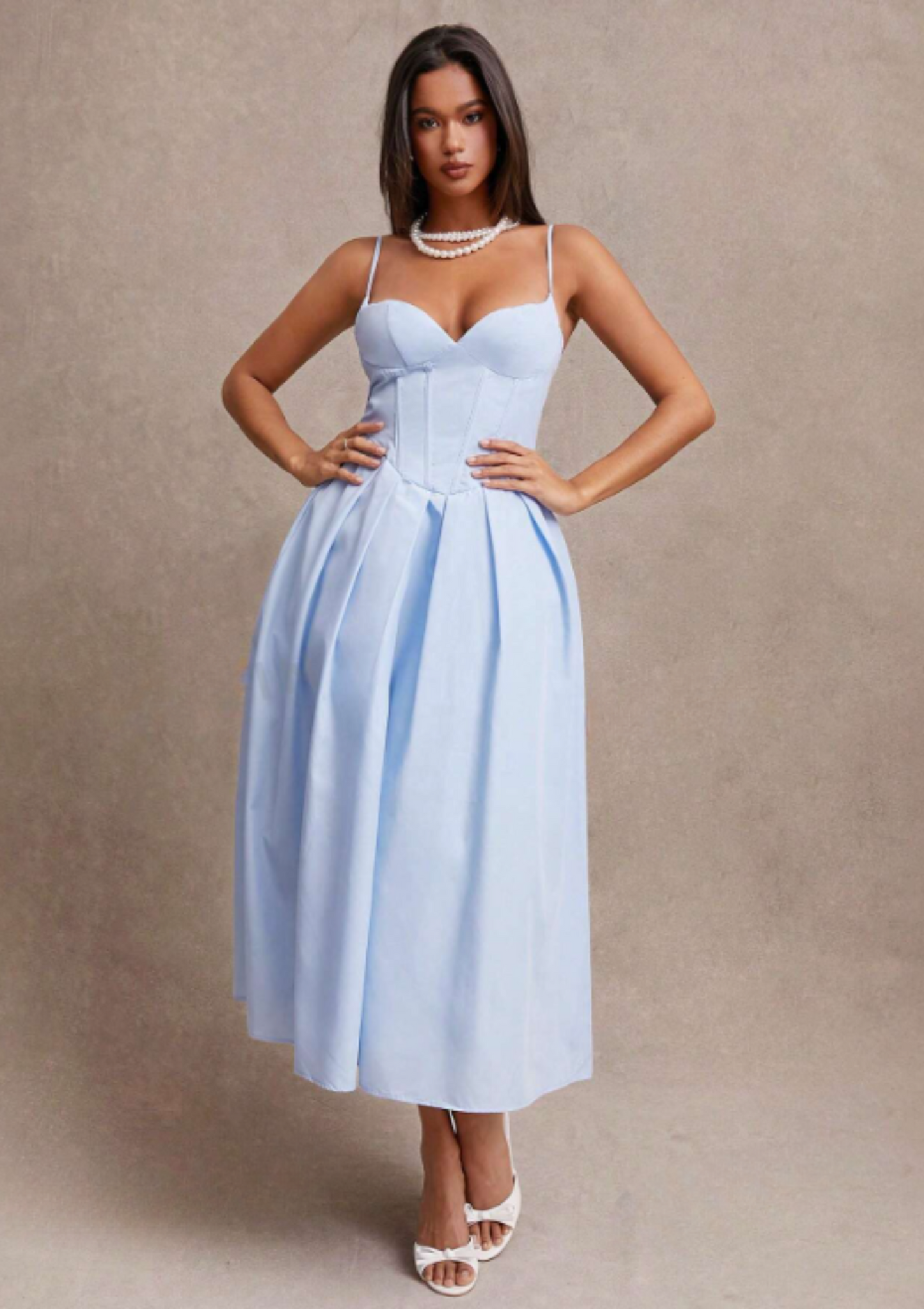 ALLISON MIDI DRESS - BABY BLUE