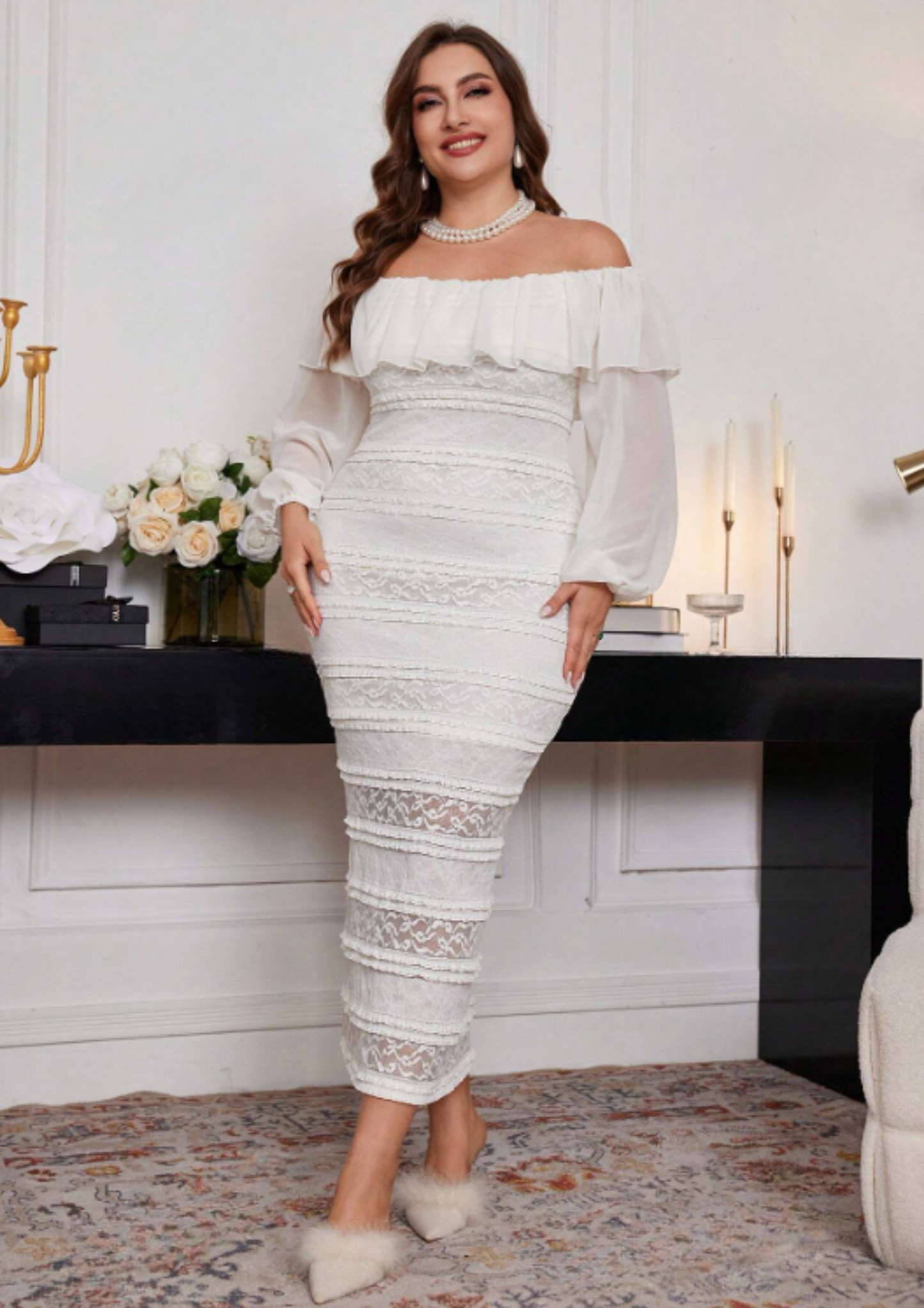 BARBARA OFF SHOULDER MIDI DRESS