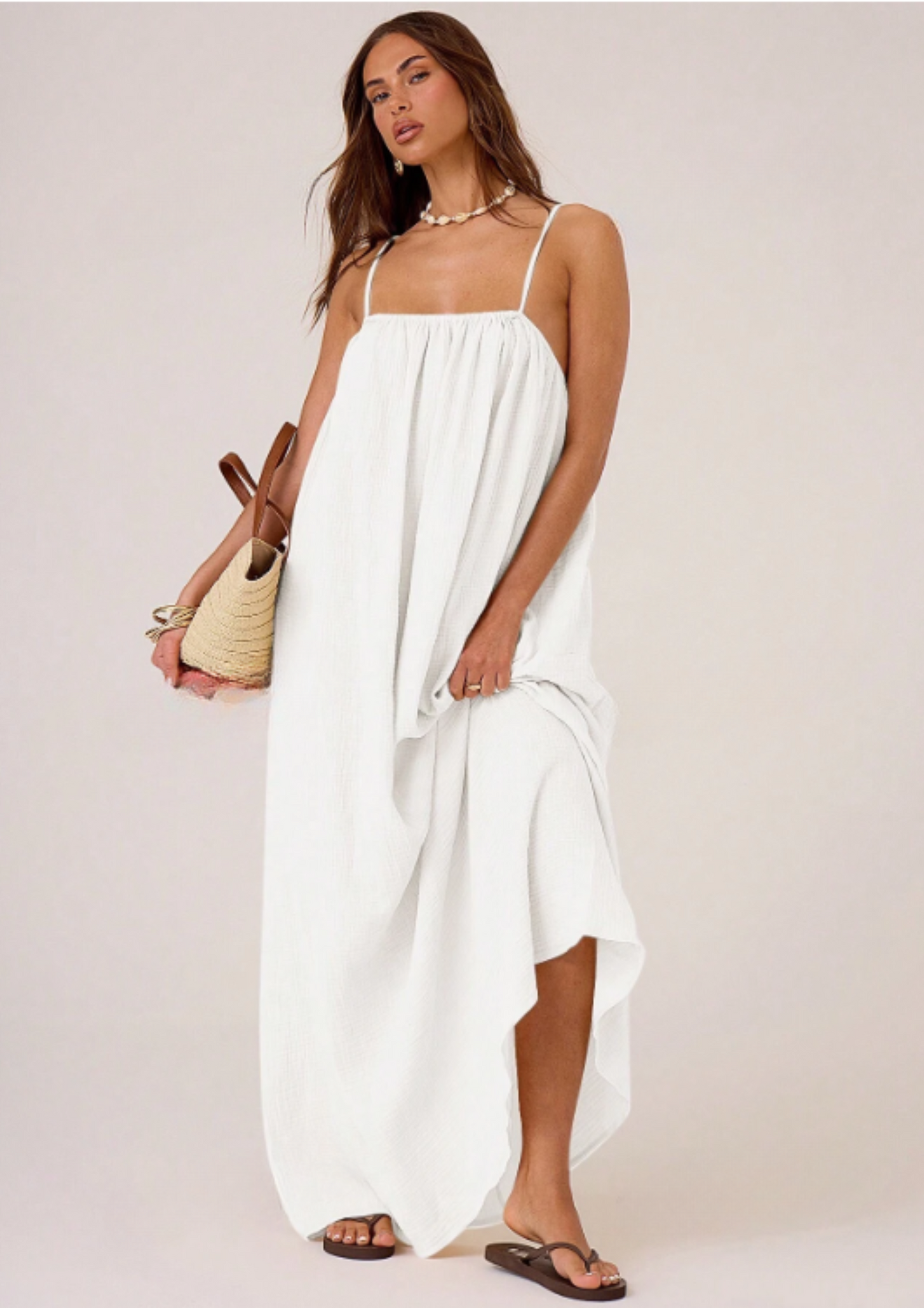 Kaci Maxi Dress - White (Cotton)