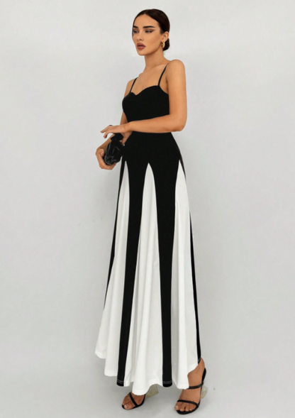 Thalia Maxi Dress - Black & White