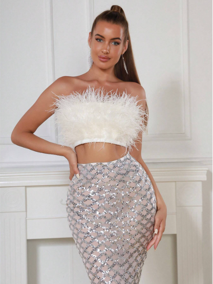 Zuly Faux Fur Top & Skirt Set