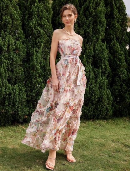 ANABELLE FLORAL EMBROIDERY MAXI DRESS