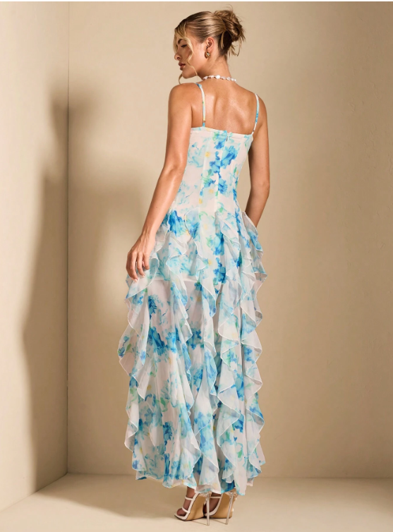 SCARLETTE DITSY FLORAL MAXI DRESS - BLUE