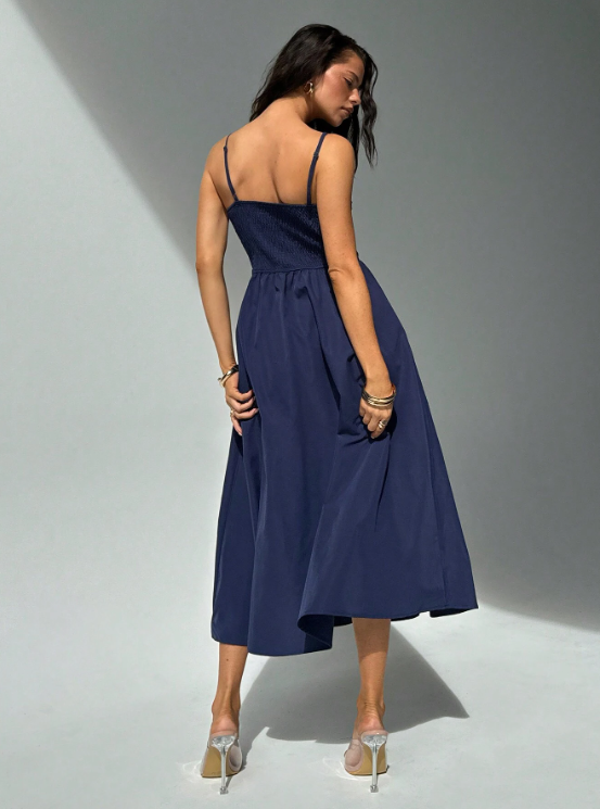 NELL MIDI DRESS - NAVY BLUE