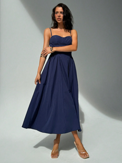 NELL MIDI DRESS - NAVY BLUE