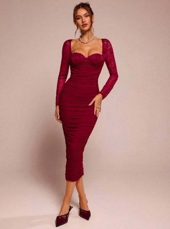 ULMER WINE RED MIDI DRESS - 🌹