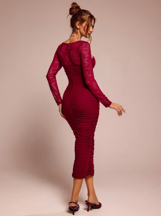 ULMER WINE RED MIDI DRESS - 🌹