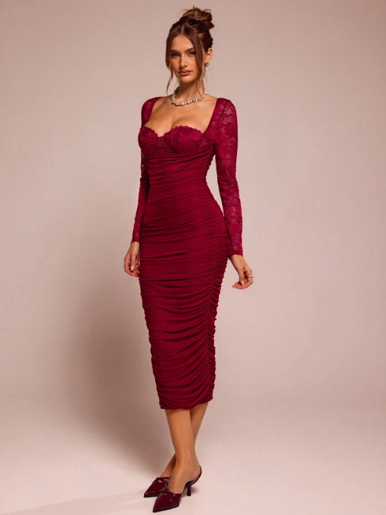 ULMER WINE RED MIDI DRESS - 🌹