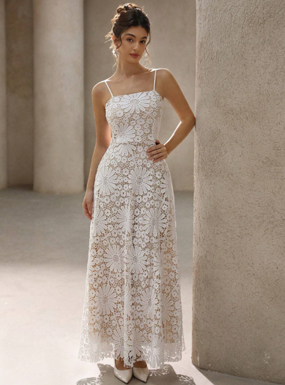 MAYRA LACE EMBROIDERY MAXI DRESS 🌹