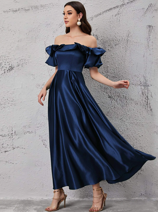 JANSINTA OFF SHOULDER GOWNV - NAVY BLUE