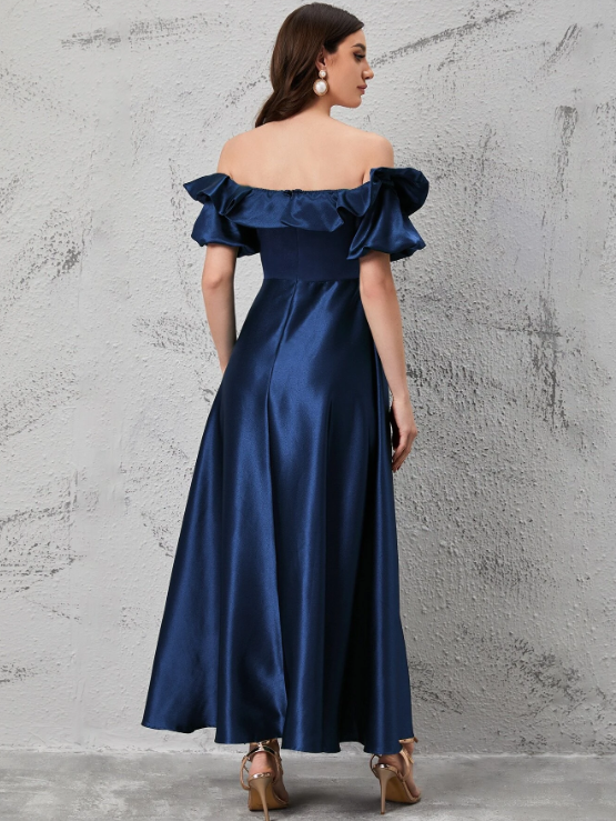 JANSINTA OFF SHOULDER GOWNV - NAVY BLUE