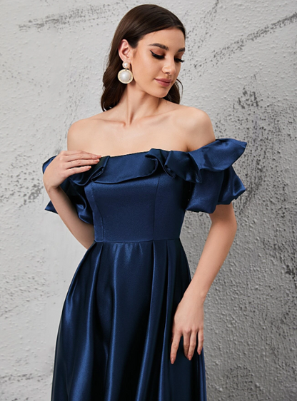 JANSINTA OFF SHOULDER GOWNV - NAVY BLUE