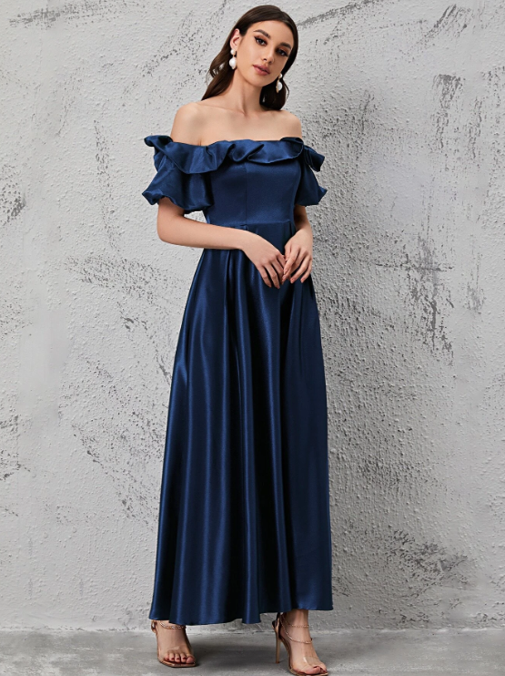 JANSINTA OFF SHOULDER GOWNV - NAVY BLUE