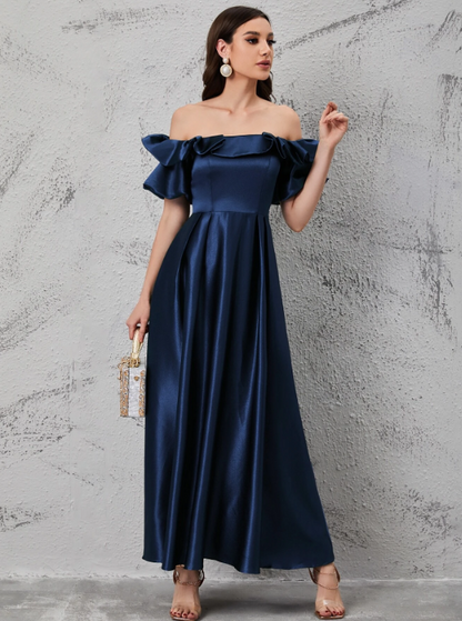 JANSINTA OFF SHOULDER GOWNV - NAVY BLUE