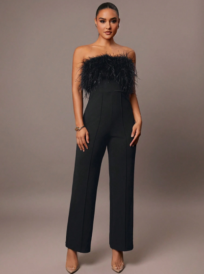 ALICE FLUFFY JUMPSUIT - BLACK