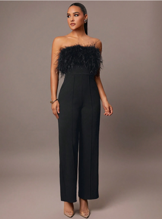 ALICE FLUFFY JUMPSUIT - BLACK