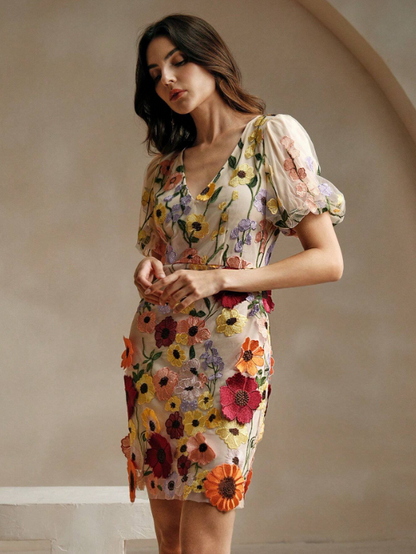 THALIA FLORAL PUFF SLEEVE DRESS