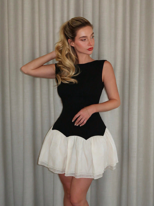 JUNO BLACK & WHITE MINI DRESS