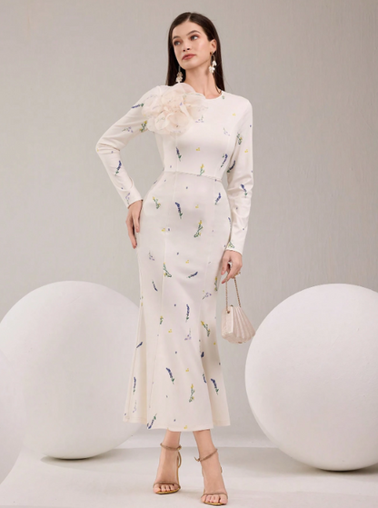 ALESSANDRA 3D Floral MIDI DRESS