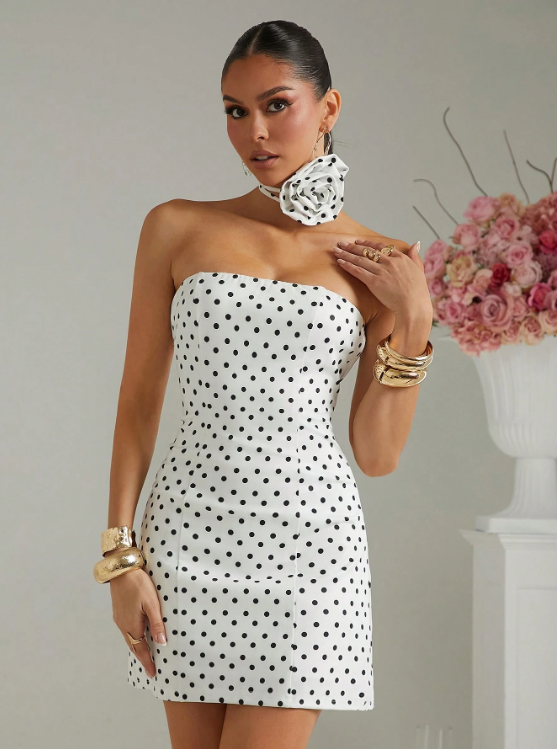 HANA OLD MONEY POLKA DOT MINI DRESS