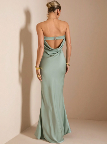 KYLE SATIN MAXI DRESS - MINT GREEN