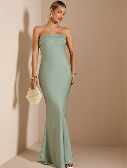 KYLE SATIN MAXI DRESS - MINT GREEN