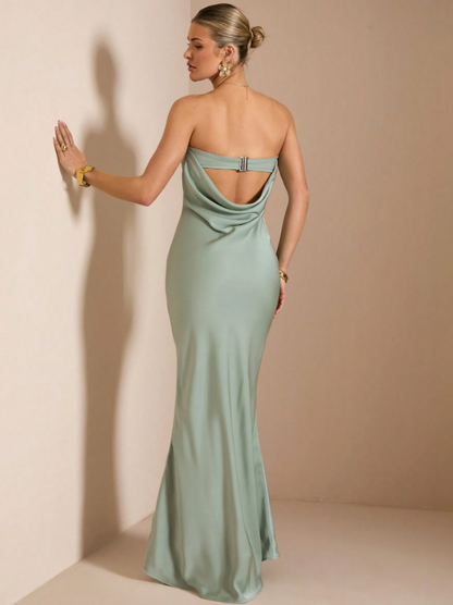 KYLE SATIN MAXI DRESS - MINT GREEN