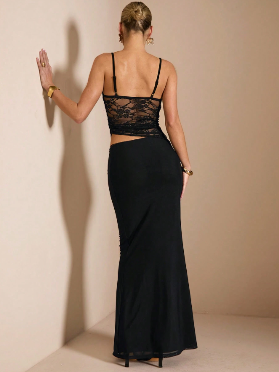 CHARLIZE LACE MAXI DRESS - BLACK