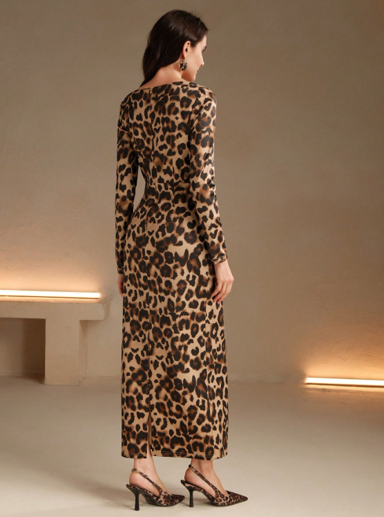 FIRA LEOPARD MIDI DRESS