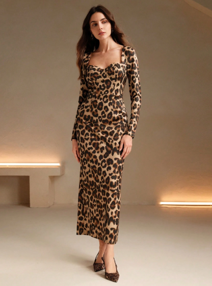 FIRA LEOPARD MIDI DRESS