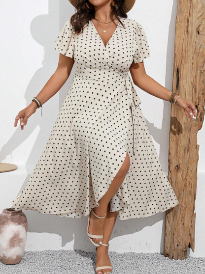 CHARLIZE POLKA DOT WRAP DRESS