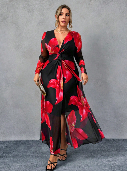 FIORI FLORAL TWIST MAXI DRESS