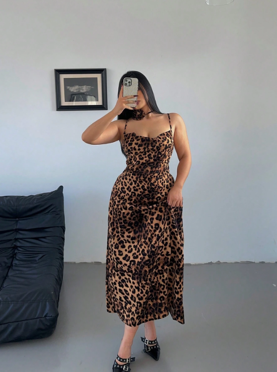 MORGANE LEOPARD MAXI DRESS