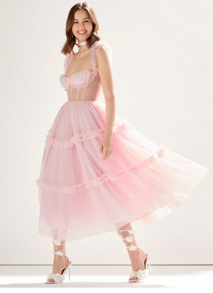 ALICE RUFFLE DRESS - PINK