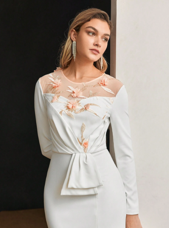 LIVIA EMBROIDERY FLORAL MIDI DRESS